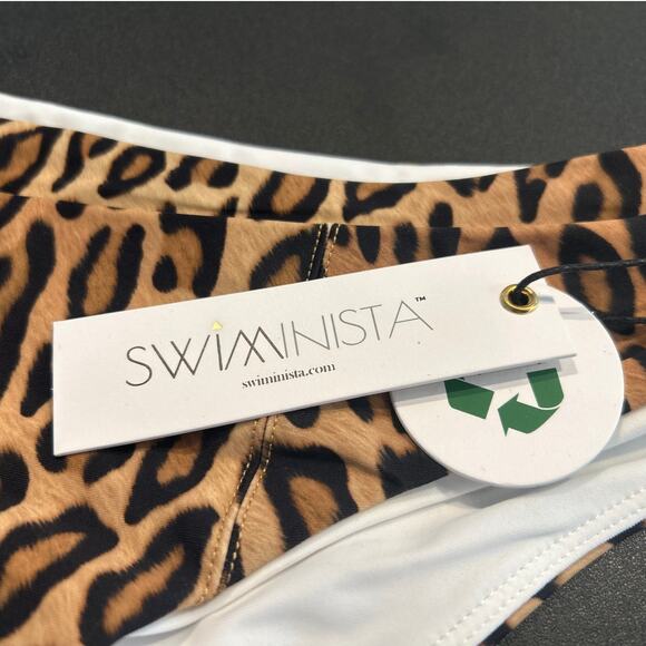 NWT Swiminista Leopard Print Bikini Bottoms – Size Small, High Waist - Picture 2 of 4